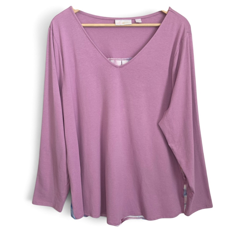 Belle by Kim Gravel Top Womens XL Mauve V Neck Long Sleeve Blouse Casual Ladies